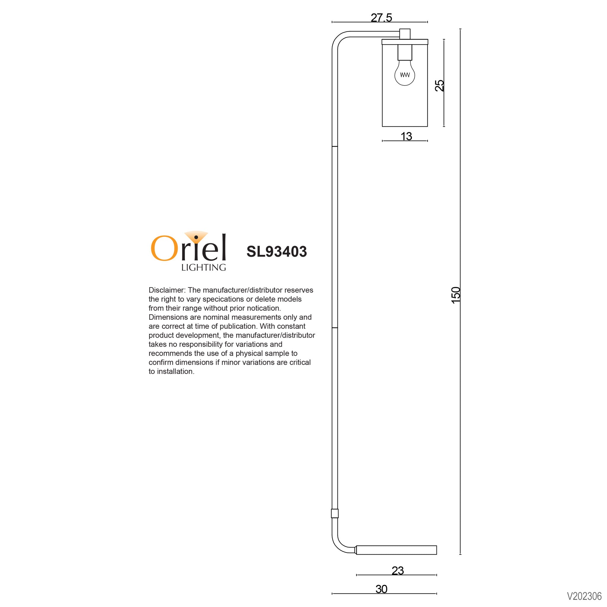 Raymont Black & Aged Brass E27 Floor Lamp