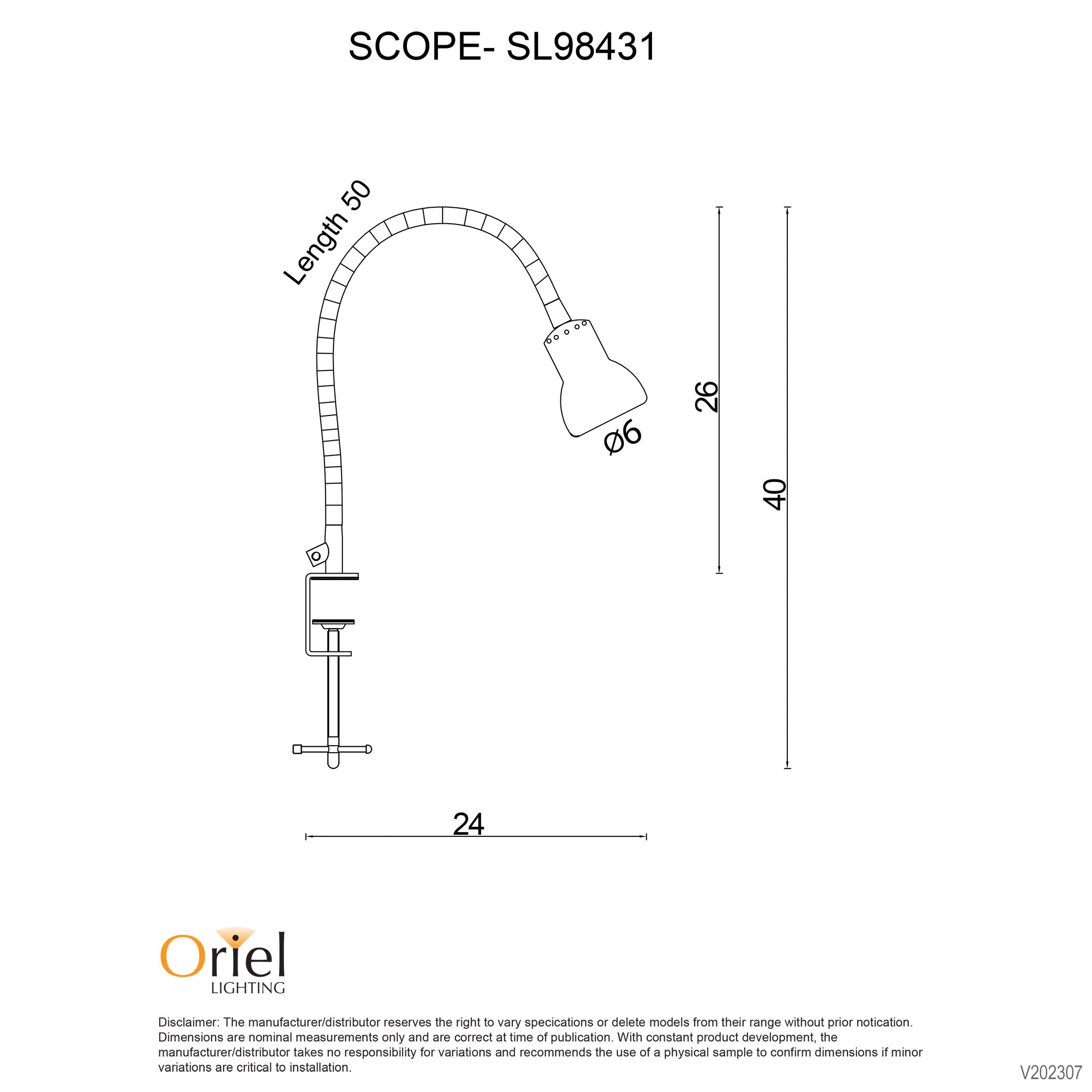 Scope Brushed Chrome GU10 Adjustable Gooseneck Clamp Lamp