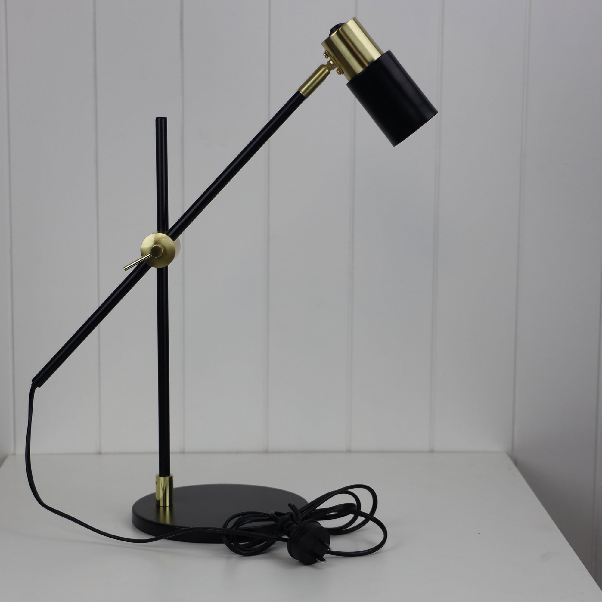 Charlie Black & Satin Brass GU10 Desk Lamp