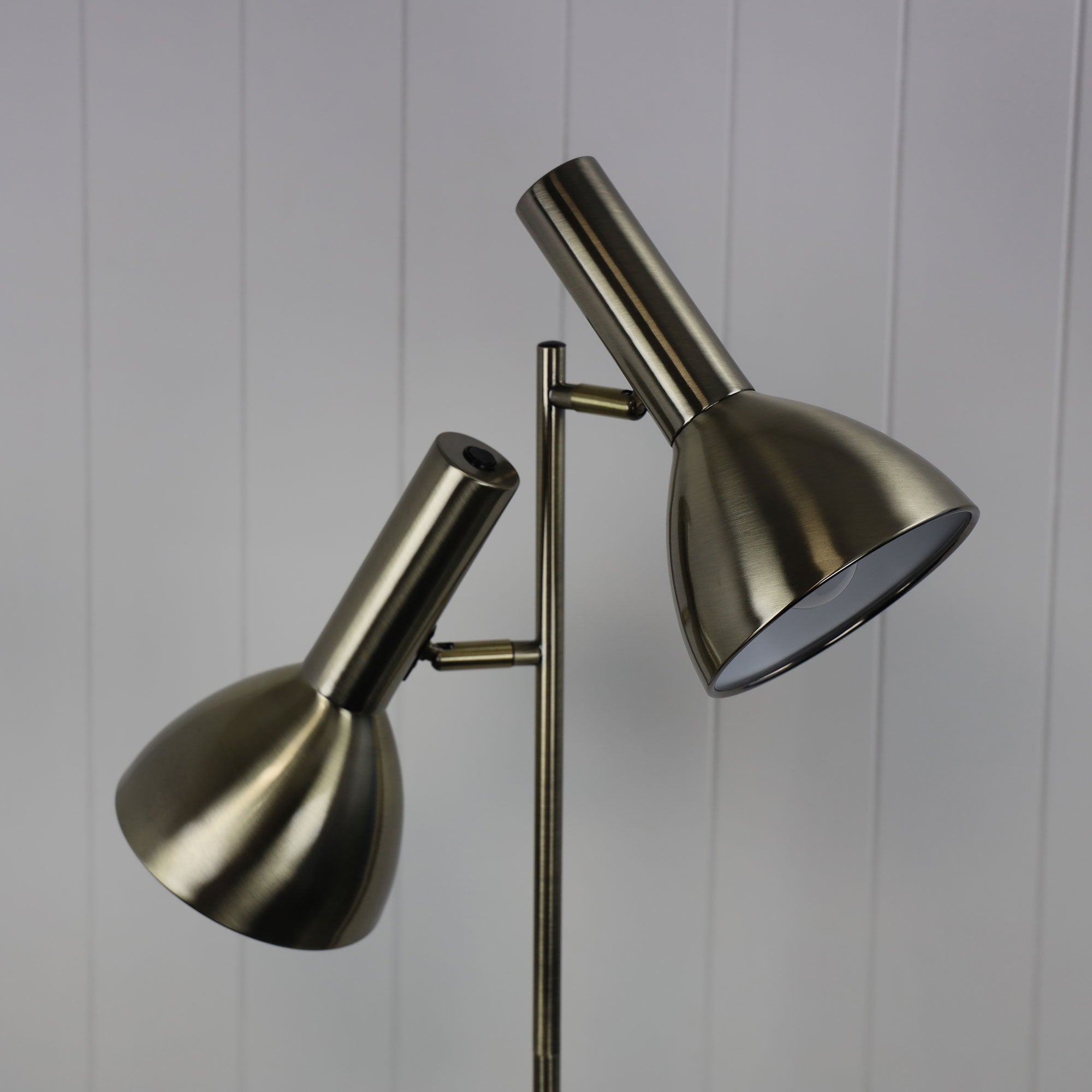 Vespa Antique Brass 2 x E27 Mid-Century Twin Floor Lamp