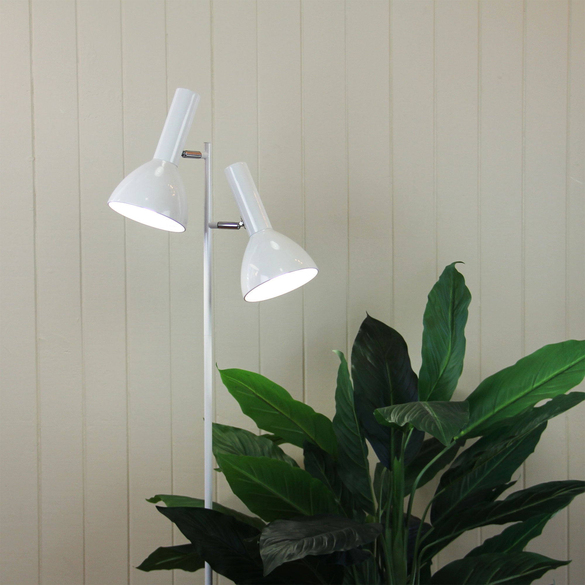 Vespa White 2 x E27 Mid-Century Twin Floor Lamp