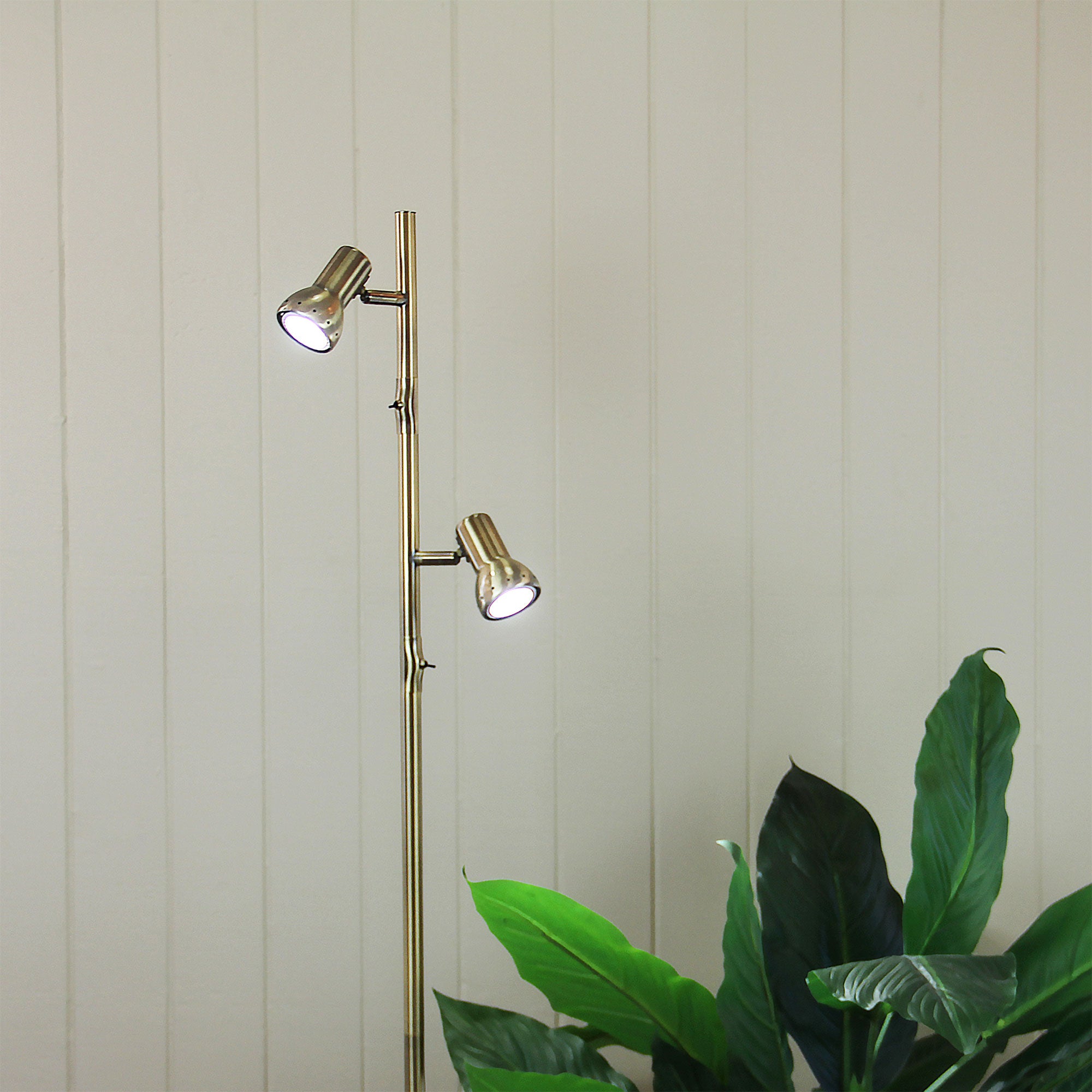 Daxam Antique Brass GU10 Twin Adjustable Floor Lamp