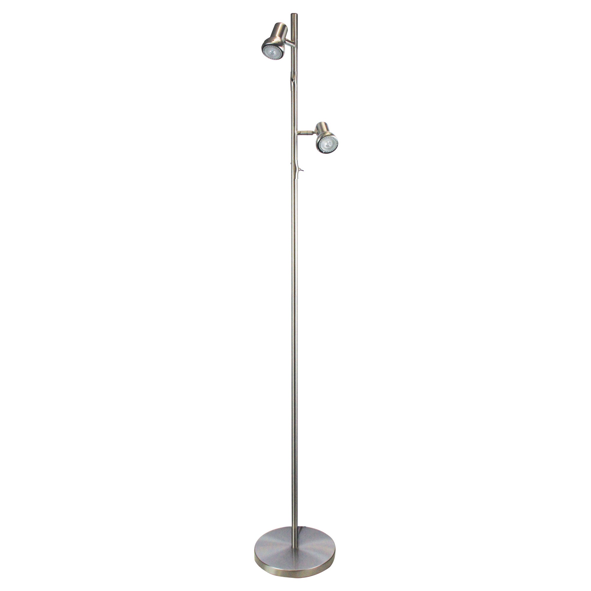 Daxam LED Twin Adjustable Floor Lamp Brushed Chrome