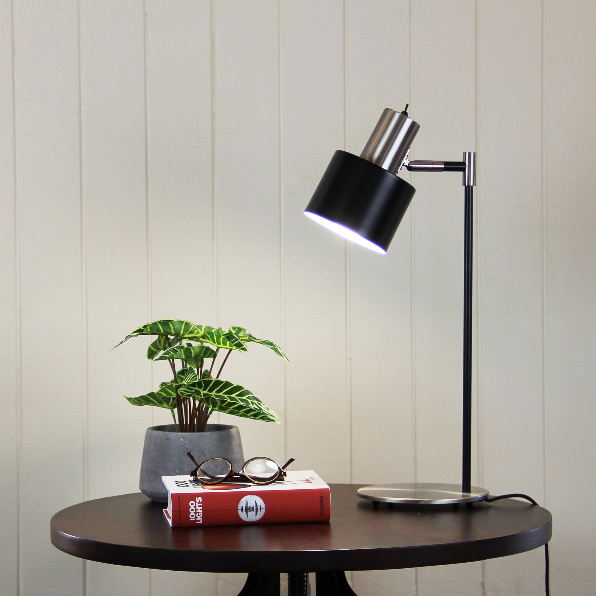 Ari Black & Brushed Chrome Mid-Century Table Lamp