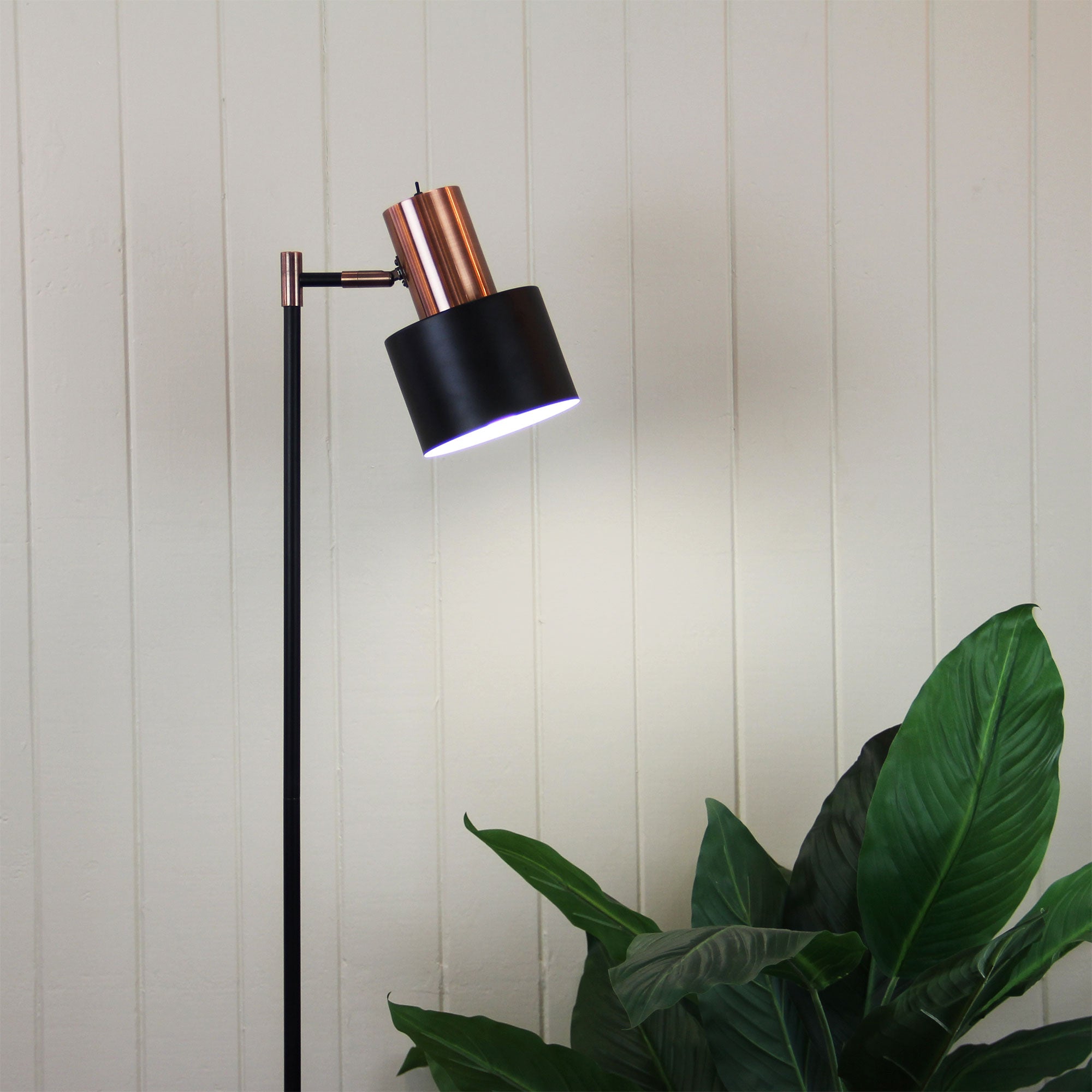 Ari Black & Brushed Copper Mid-Century Floor Lamp