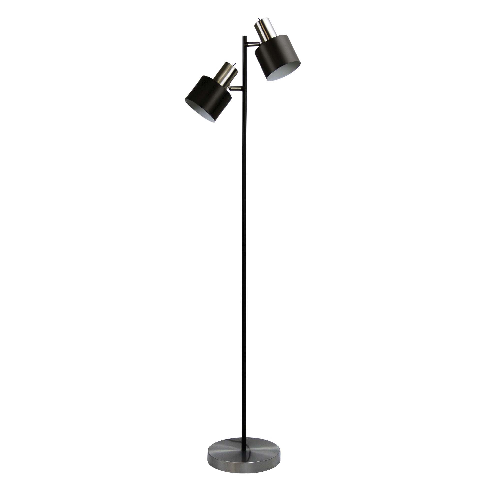 Ari Twin Floor Mid-Century Task Lamp With Brushed Chrome