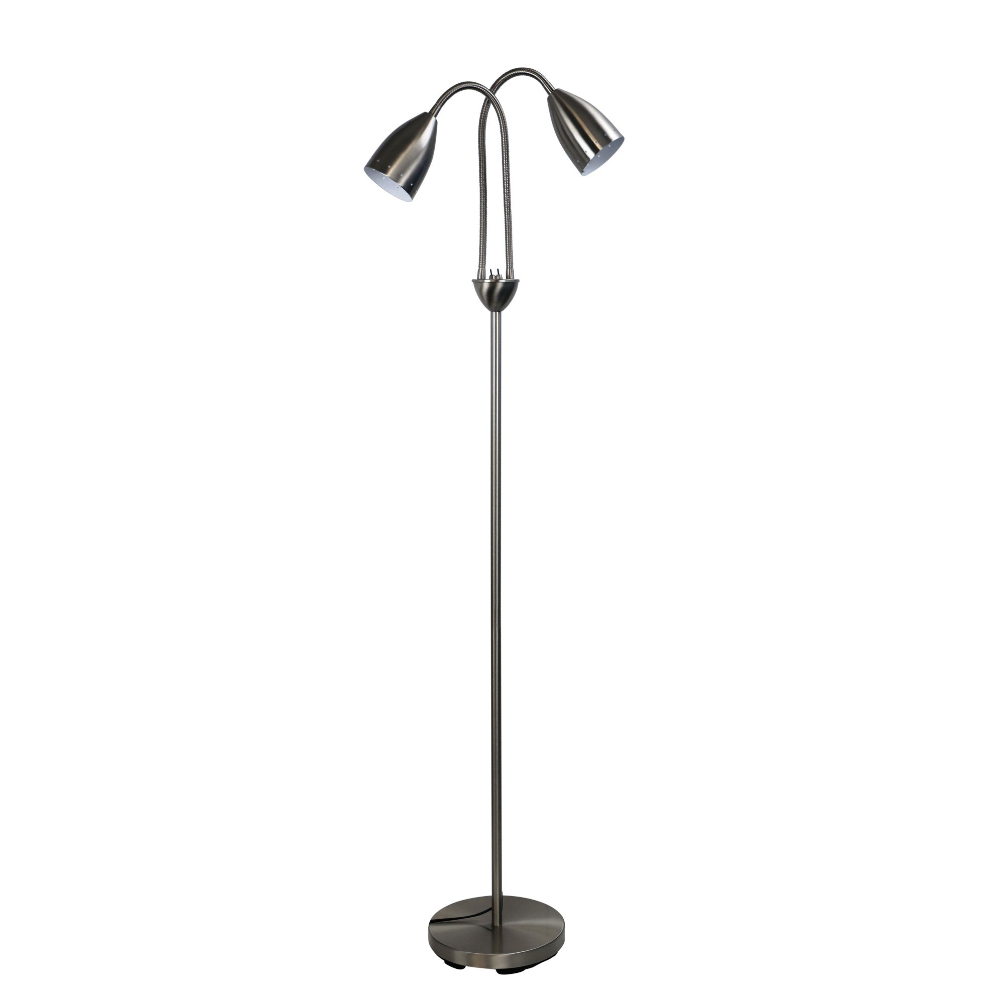 Stan Brushed Chrome Twin Flexible Neck Floor Lamp
