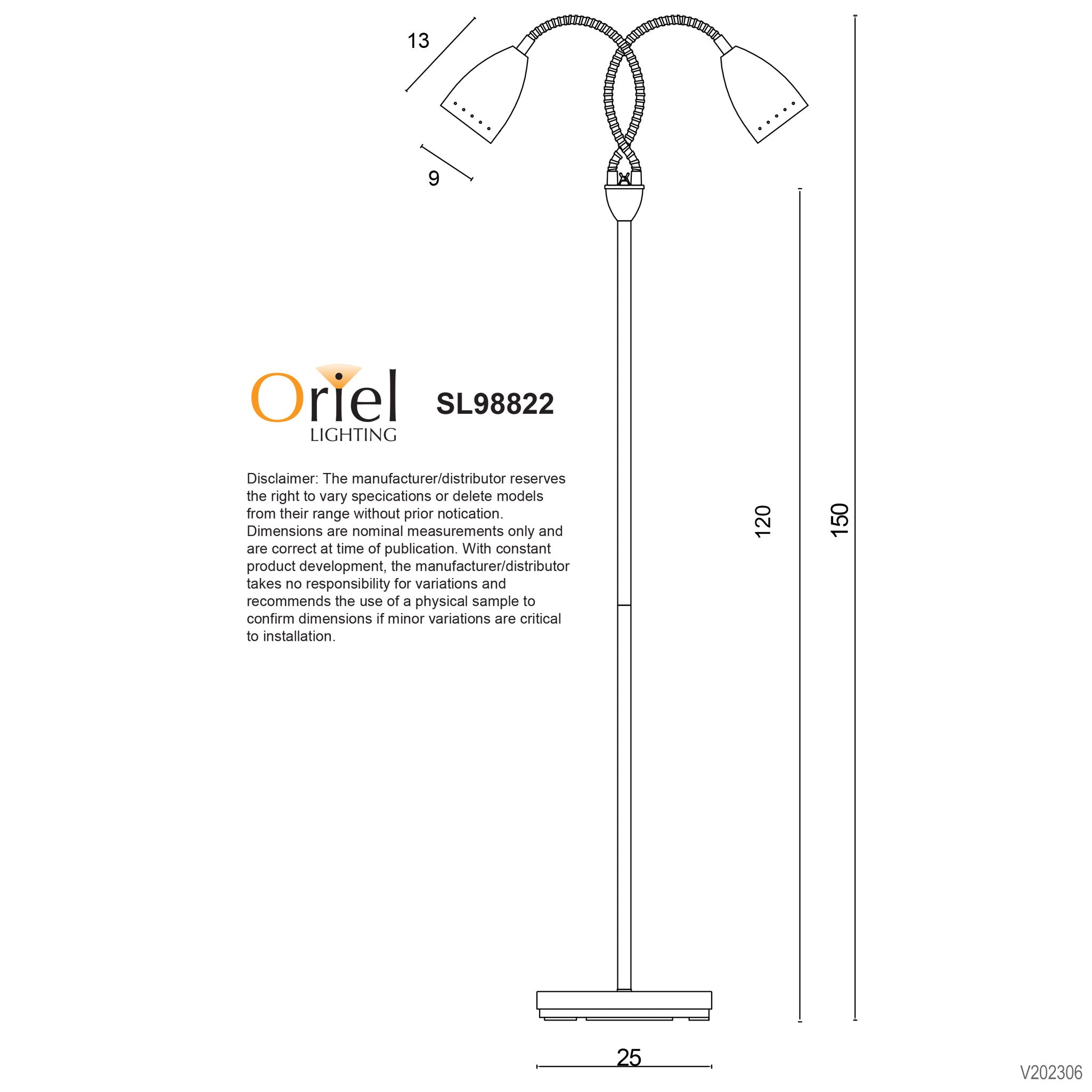 Stan Brushed Chrome Twin Flexible Neck Floor Lamp