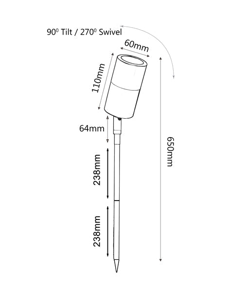 MR16 Single Adjustable Head Garden Spike Lights IP65
