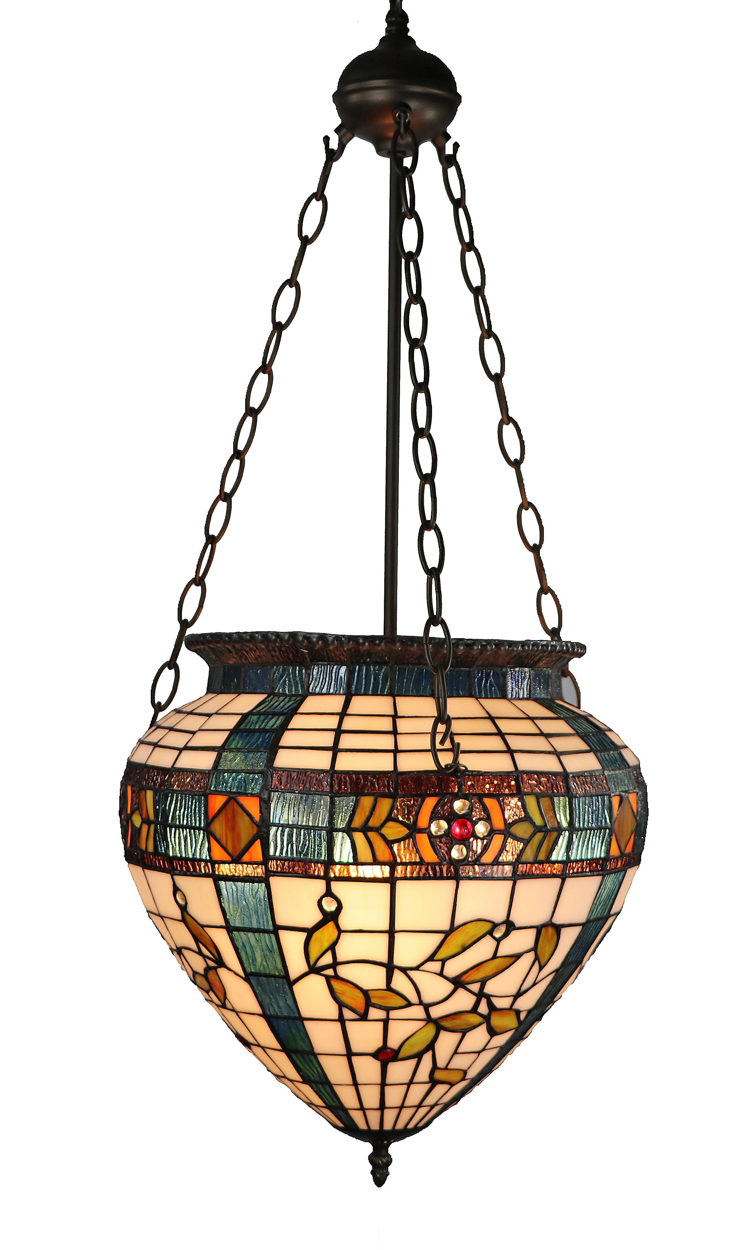 14” floral cone shade hanging lamp