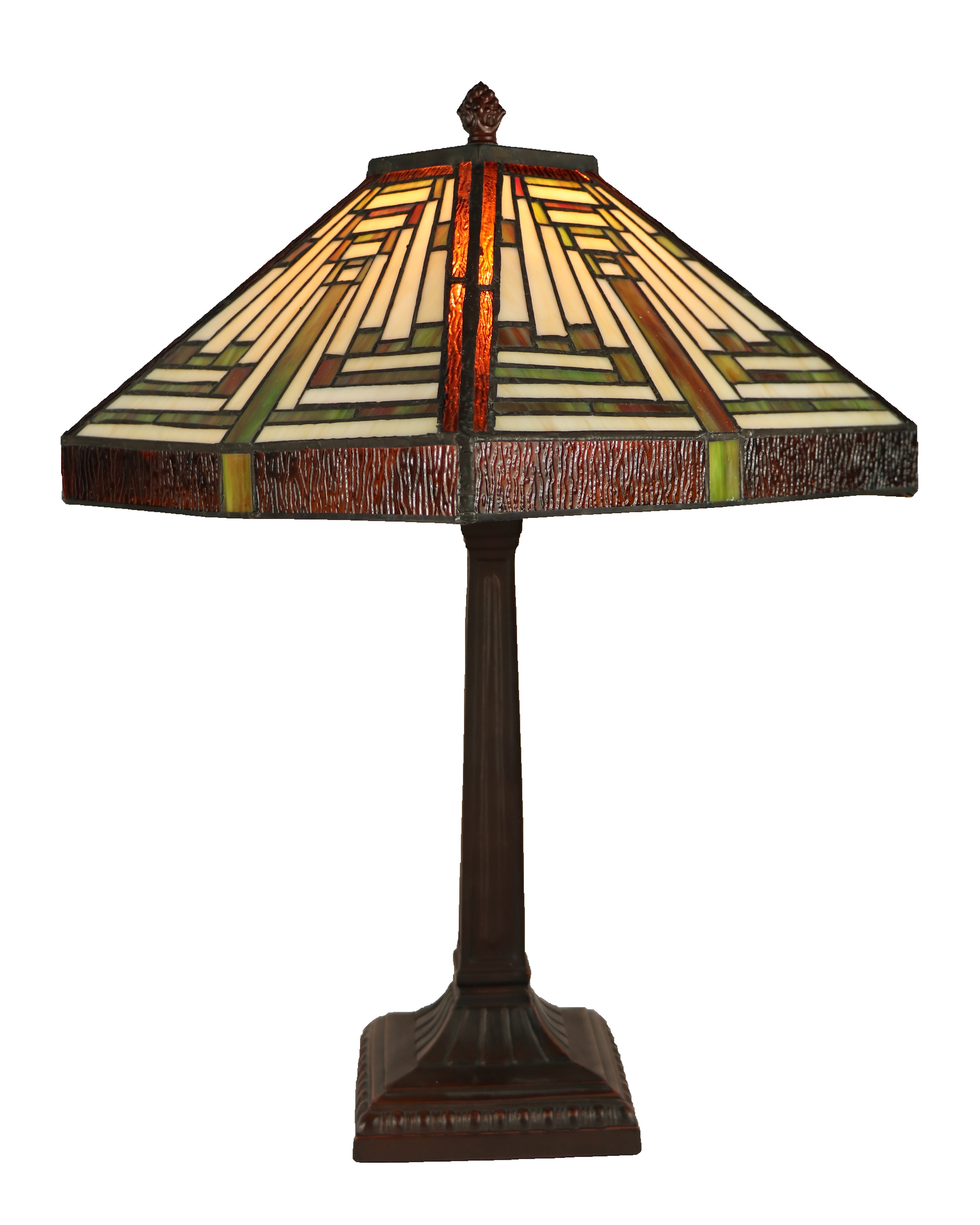 12” square multi-colour geometric table lamp