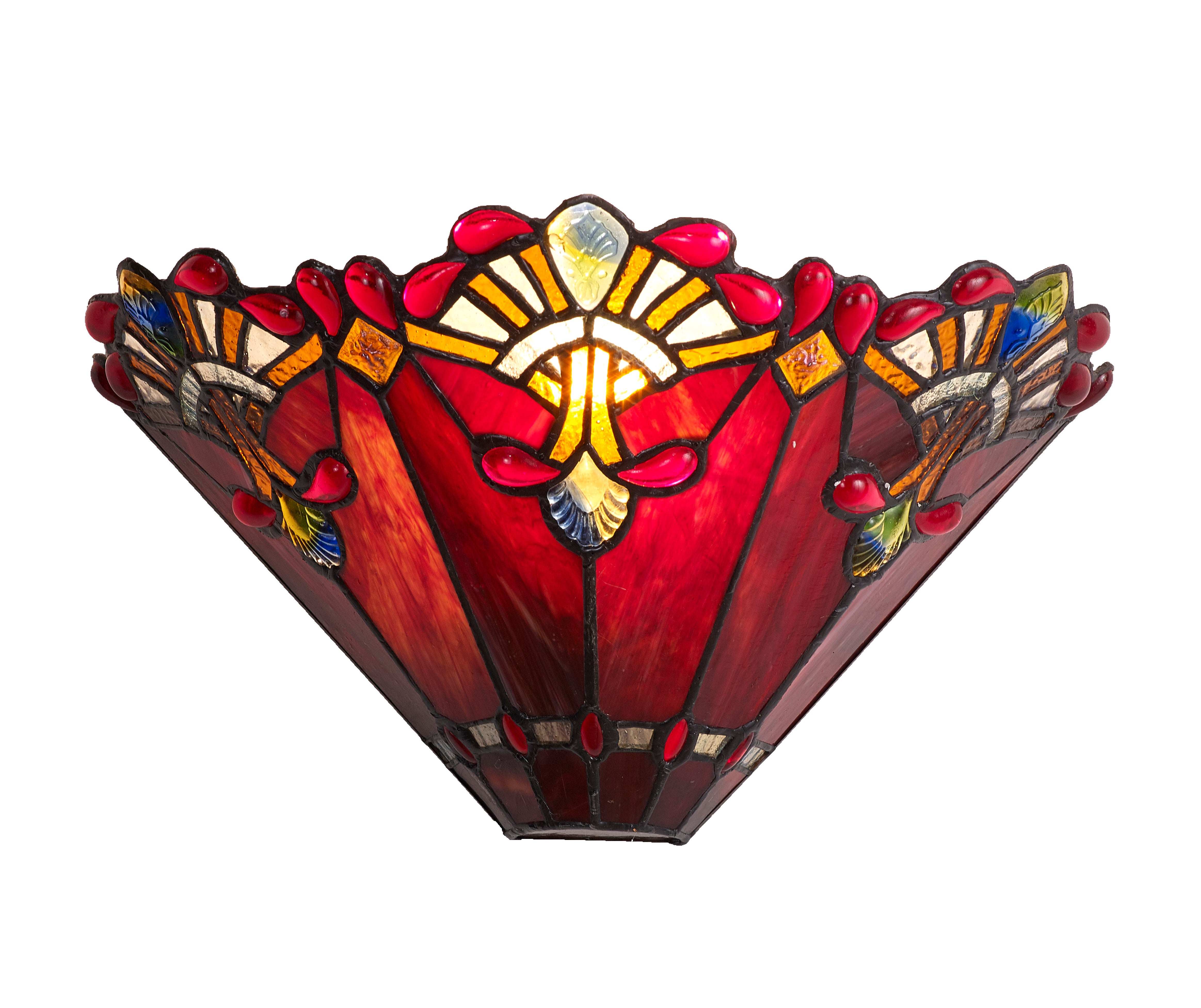 13” red panel style with butterfly knots wall lamp