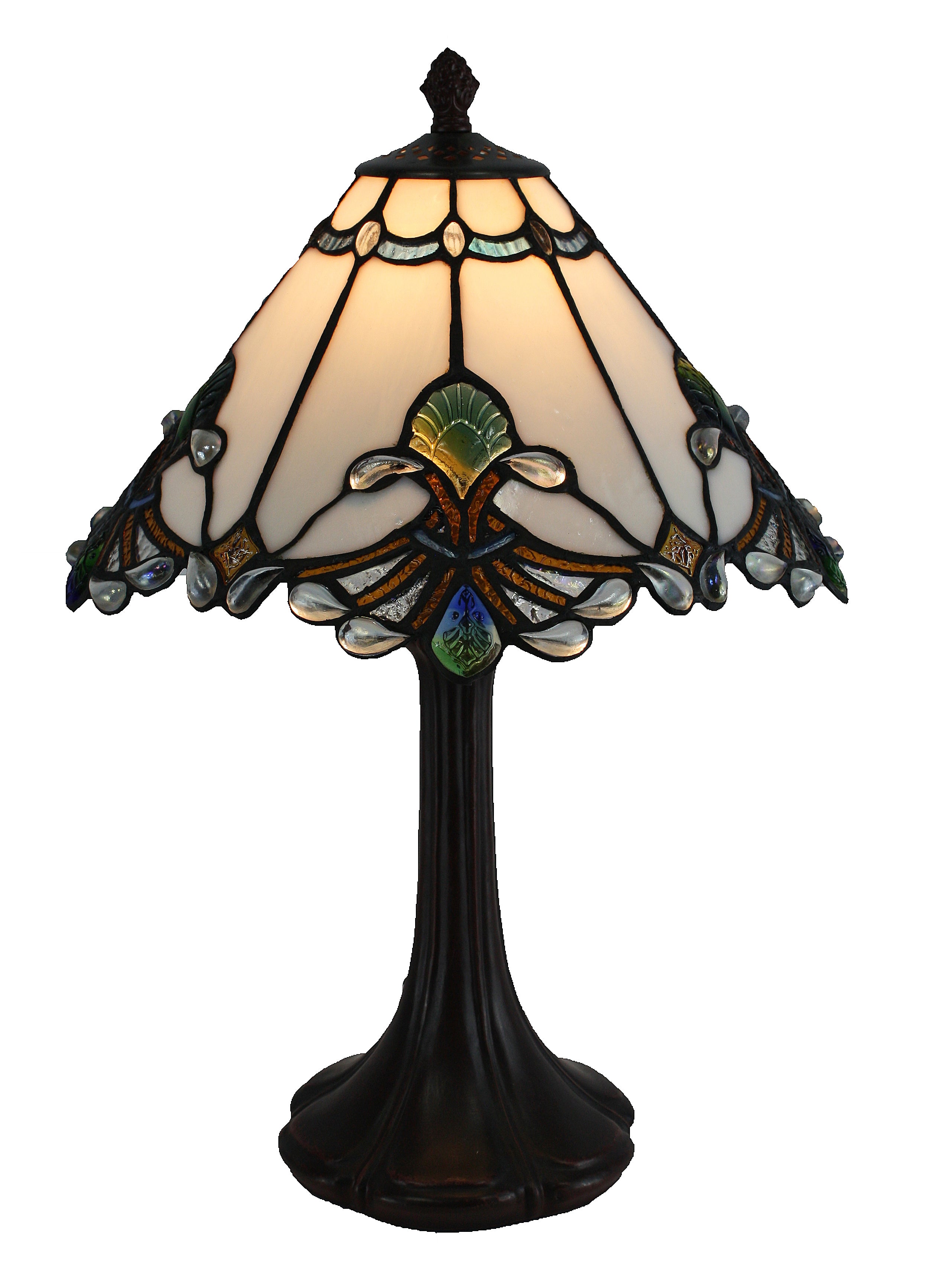 13” white panel style shade with butterfly knots table lamp