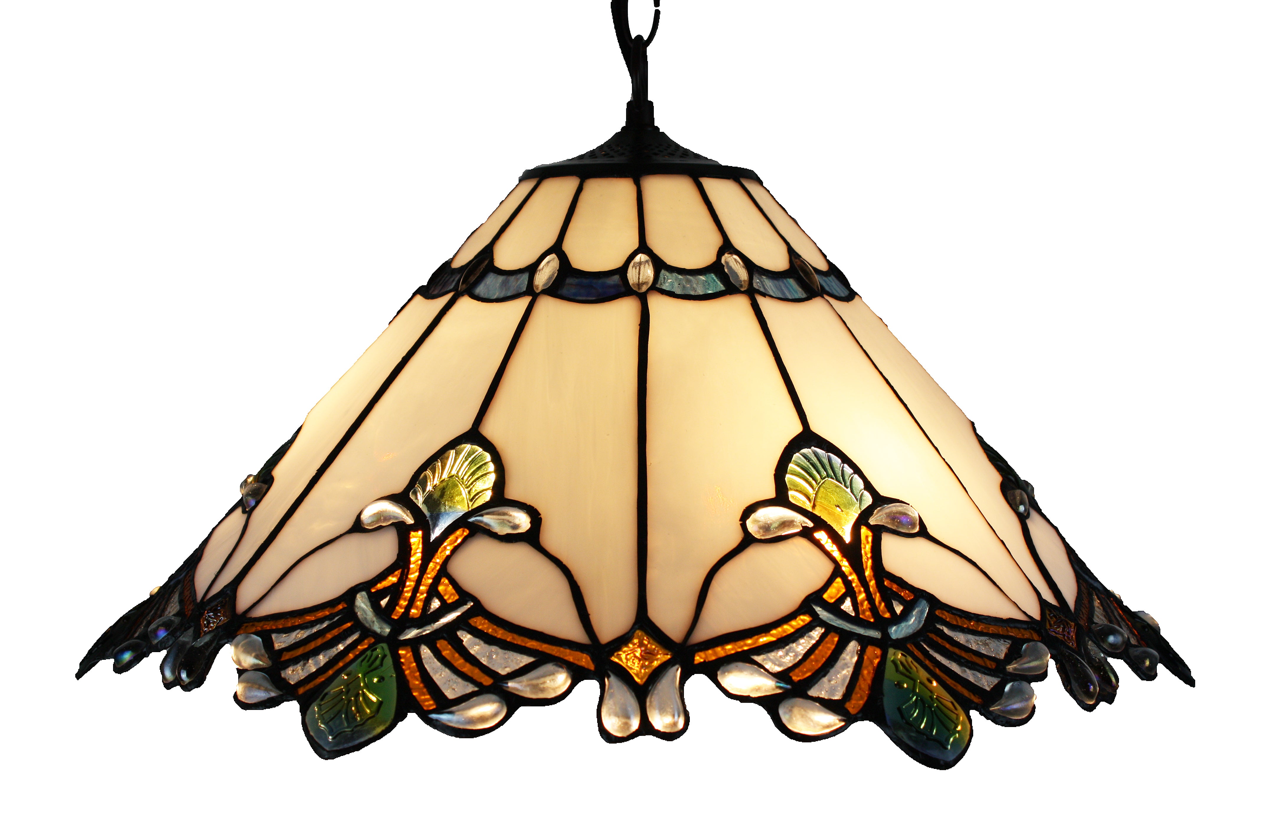 19” white panel style shade with butterfly knots pendant