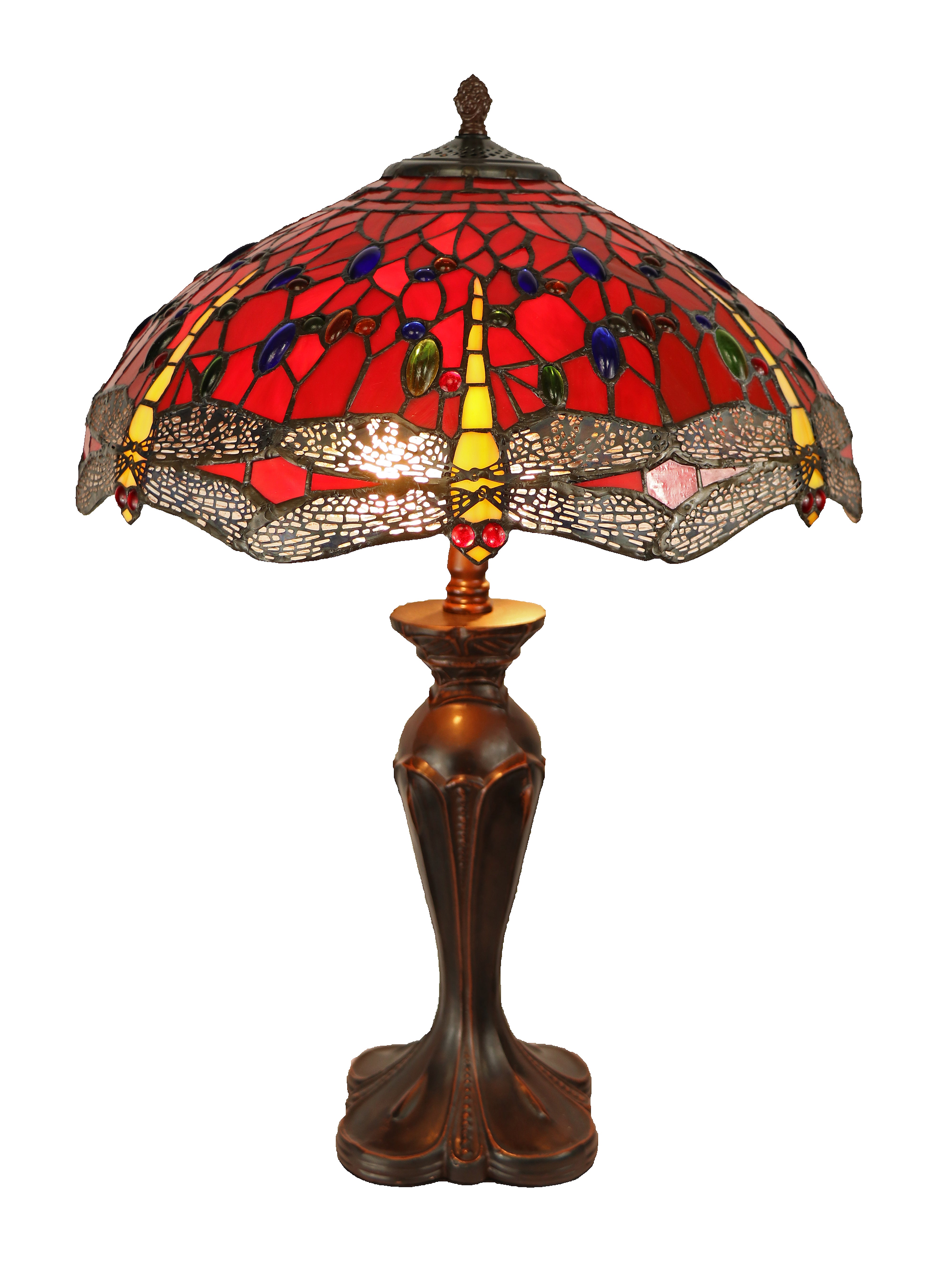 16" Red Dragonfly Downbridge Tiffany Glass Floor Lamp