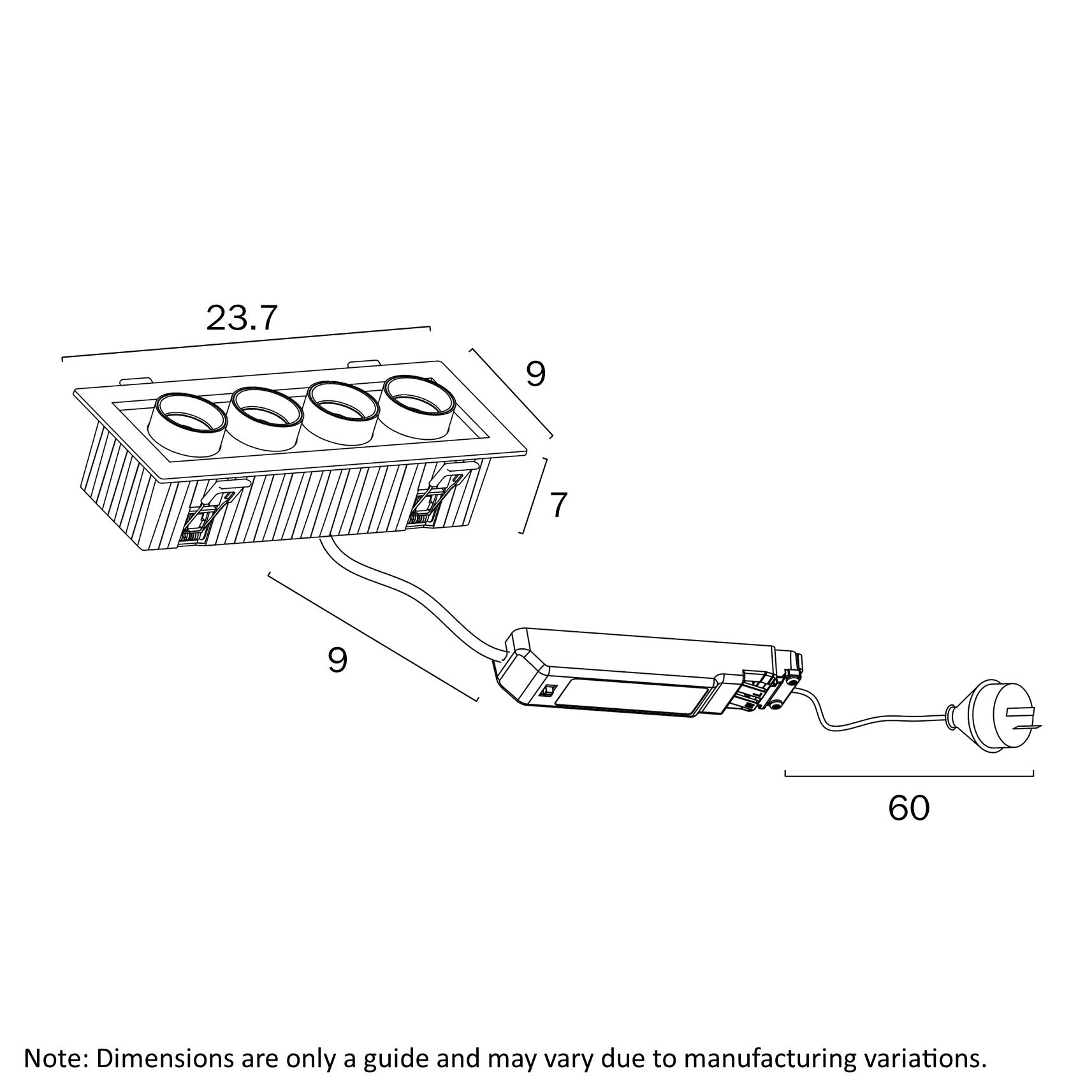 Tilda White 4x5W CCT Adjustable Recessed Downlight