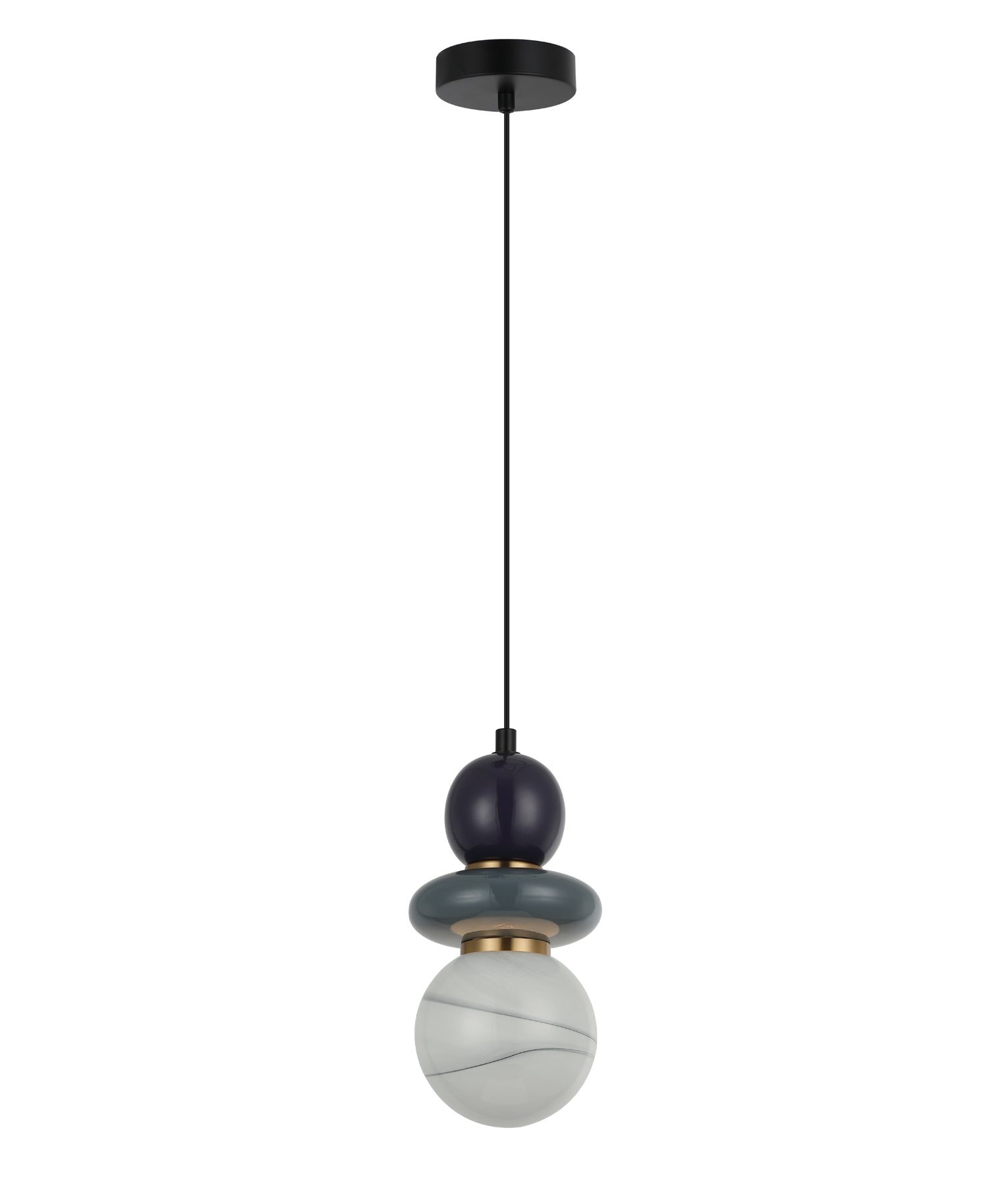 Tocado: Interior Sandblasted Opal Diffuser Glass with Ceramic Bead Pendant Lights