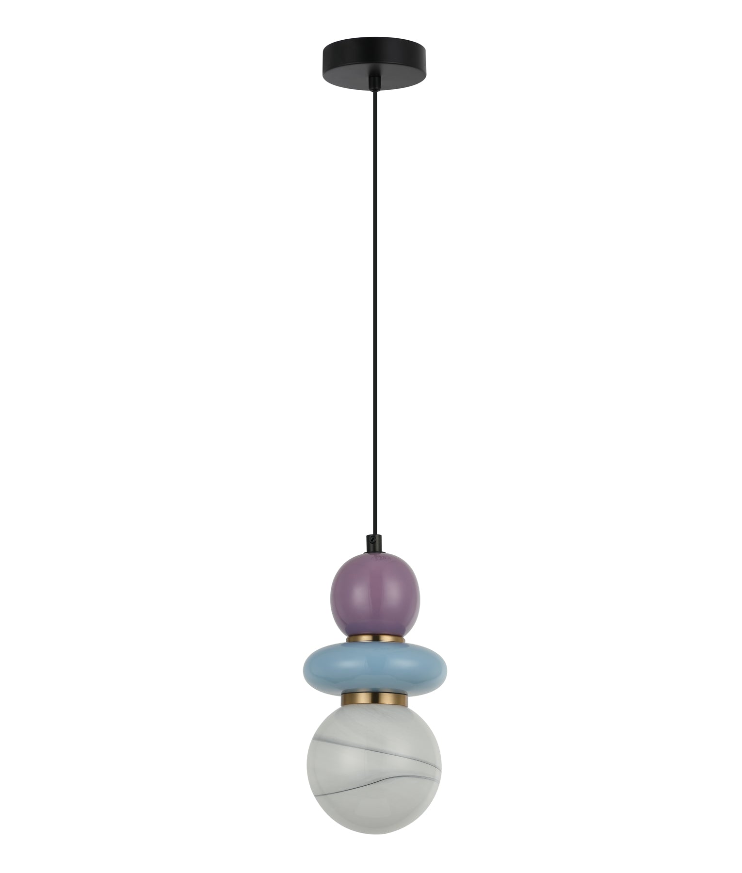 Tocado: Interior Sandblasted Opal Diffuser Glass with Ceramic Bead Pendant Lights