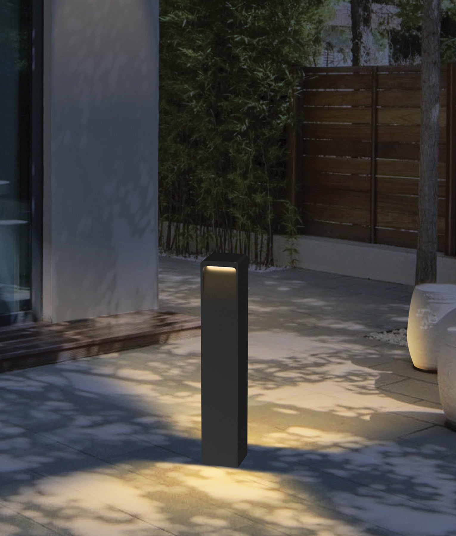 TOREN: LED Tri-CCT Surface Mounted Dark Grey Bollard Light IP65