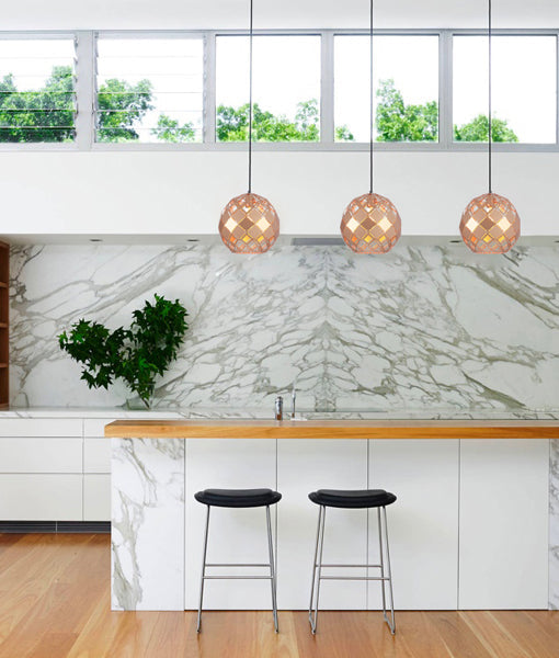 TUILE: Interior Large Embossed Tiled Iron Wine Glass Shape Pendant Lights