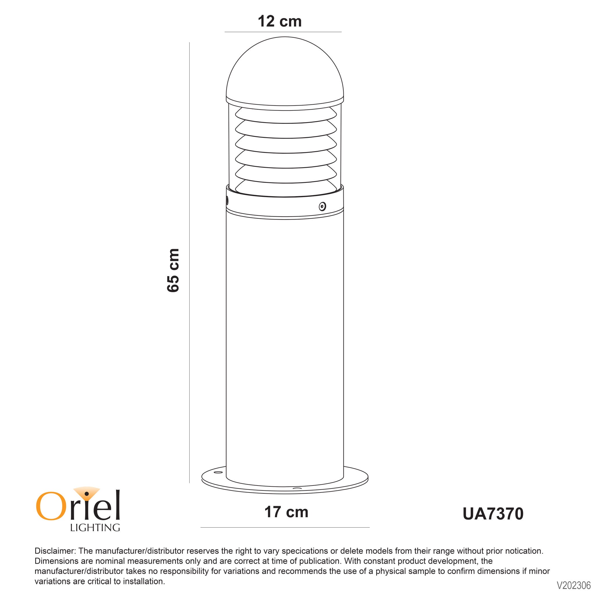 Terzo Graphite 240V E27 LED Ready 650mm IP44 Outdoor Bollard