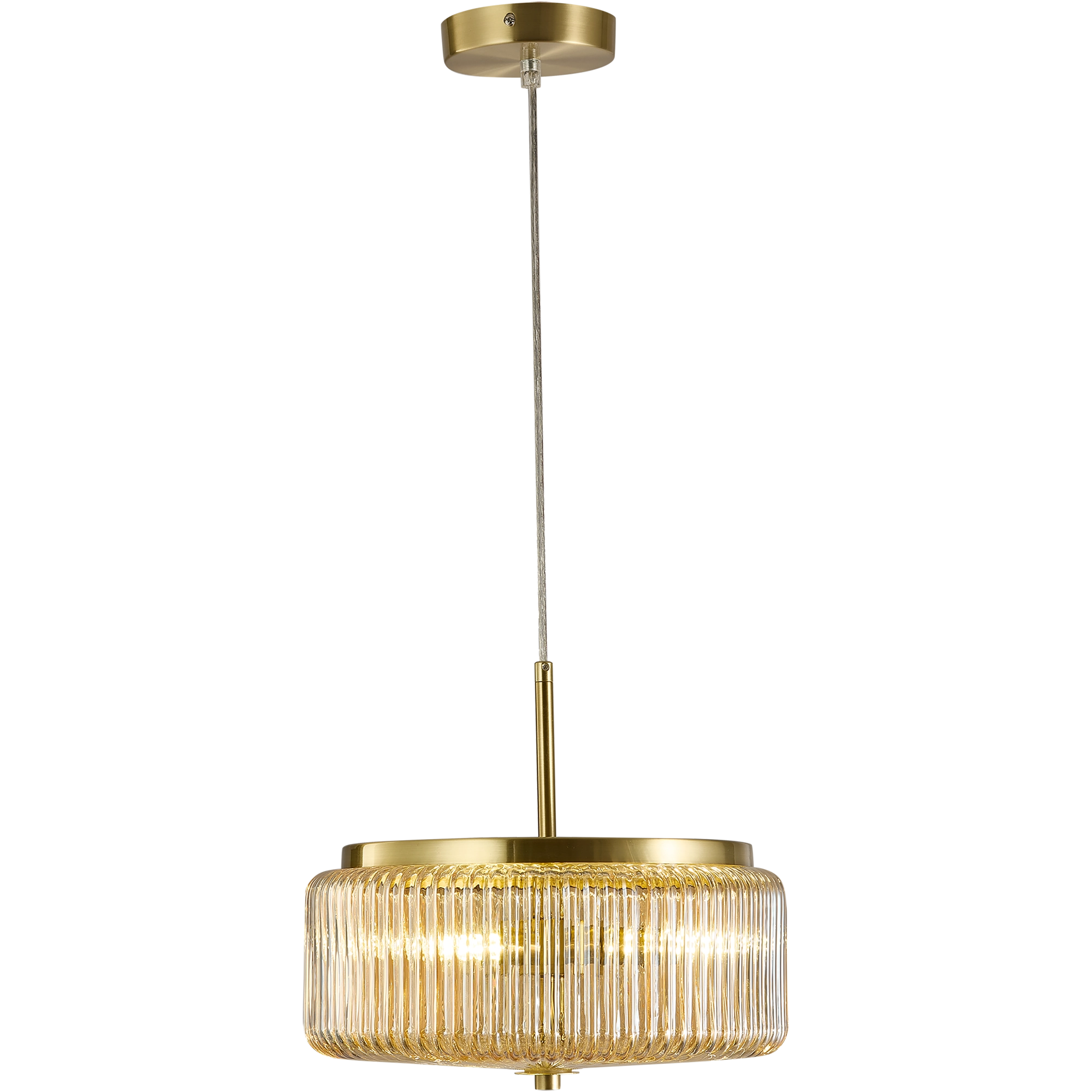 Whistler Gold & Amber Contemporary Ribbed Glass 3xG9 Pendant