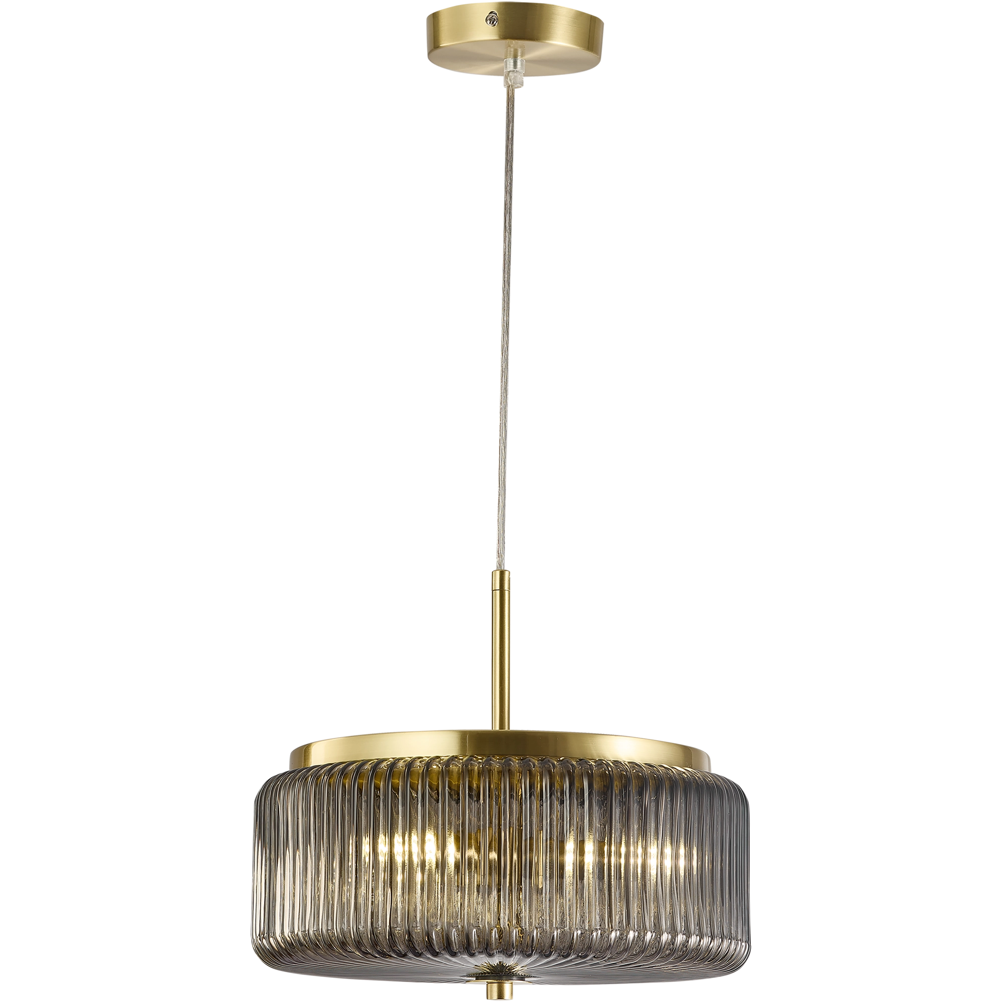 Whistler Gold & Smoked Contemporary Ribbed Glass 3xG9 Pendant