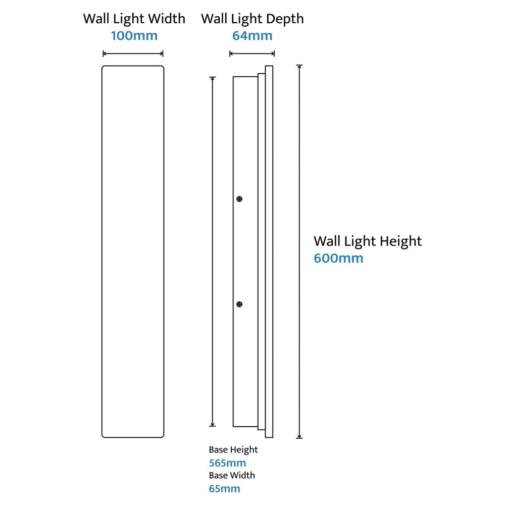 Orville Backlit Travertine 600mm Wall Light 16W LED Tri color Non Dimmable IP65