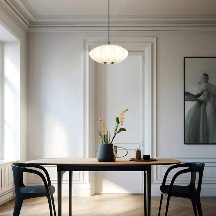 Aragon 35 White Fabric 35cm Pendant