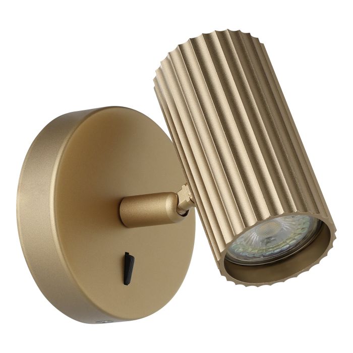 Portillo Brass Matt 5W CCT GU10 Adjustable Spot Wall Light with Switch