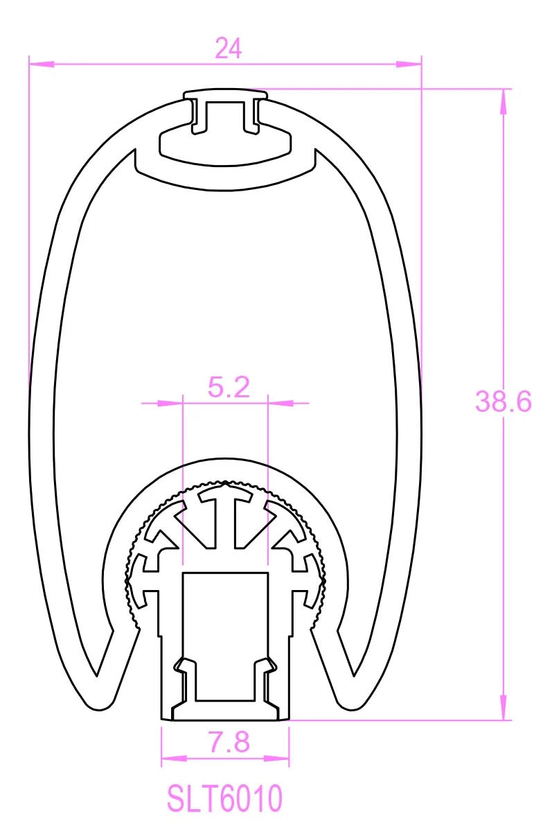 Strip Channel Oval 38.6mmx24mm 1.2M