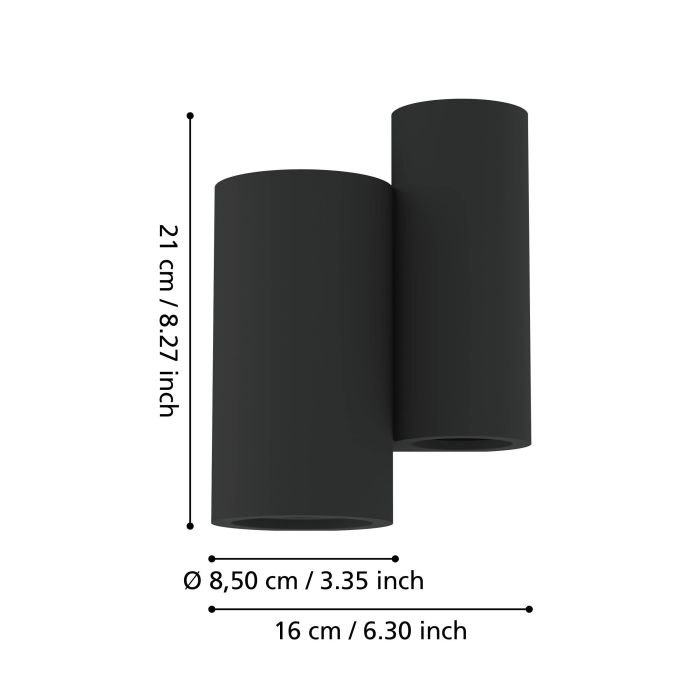 Vivien Wall Light 4X5W GU10 Tri-Colour Black
