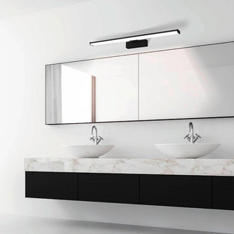 Eglo vanity light above a double bathroom vanity