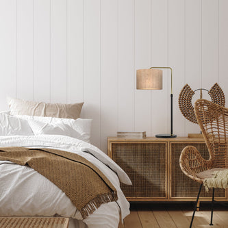 CLA table and floor lamps - ARRIBA drum shade table lamp in a styled room