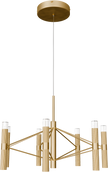 Aeris 600mm Fluted LED Pendant Six Head Clear Cord 57W Tri Colour Non Dimmable Gold 3M Drop IP20