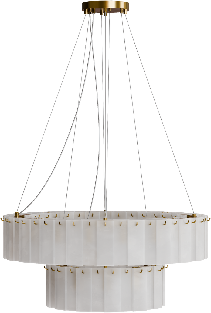 Mirage 800mm+450mm Round Alabaster Kit - 28 Head E14 Brass frame with Alabaster Decor 3M Drop IP20