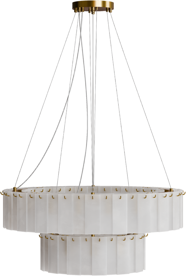 Mirage 800mm+450mm Round Alabaster Kit - 28 Head E14 Brass frame with Alabaster Decor 3M Drop IP20