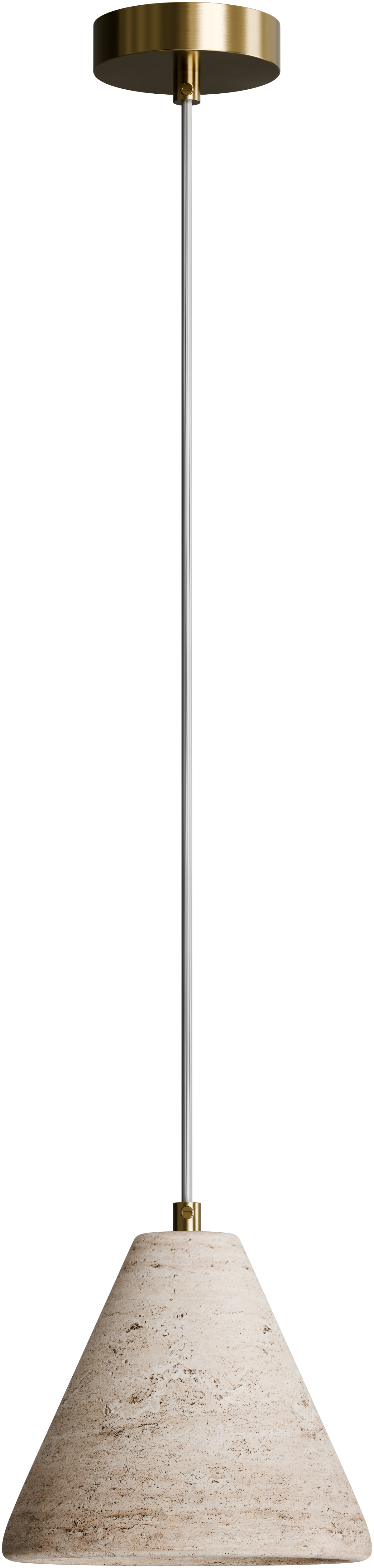 Orville Natural Travertine 200mm E27 Pendant Brass - IP20