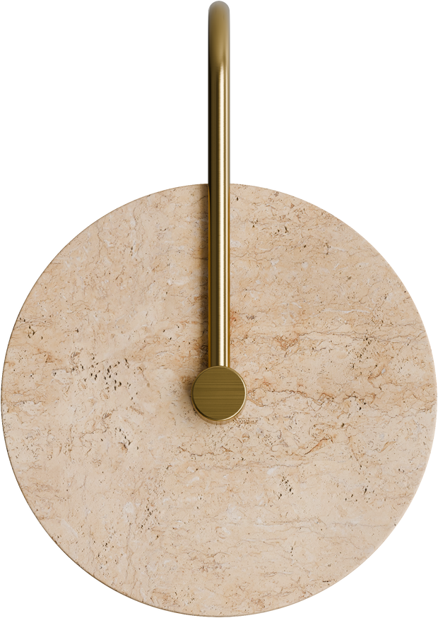 Orville Natural Travertine Round 200mm Backlit LED Wall Light 5W Non Dimmable Brass - IP20