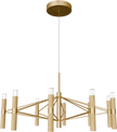 Aeris 800mm Fluted LED Pendant Ten Head Clear Cord 80W Tri Colour Non Dimmable Gold 3M Drop IP20
