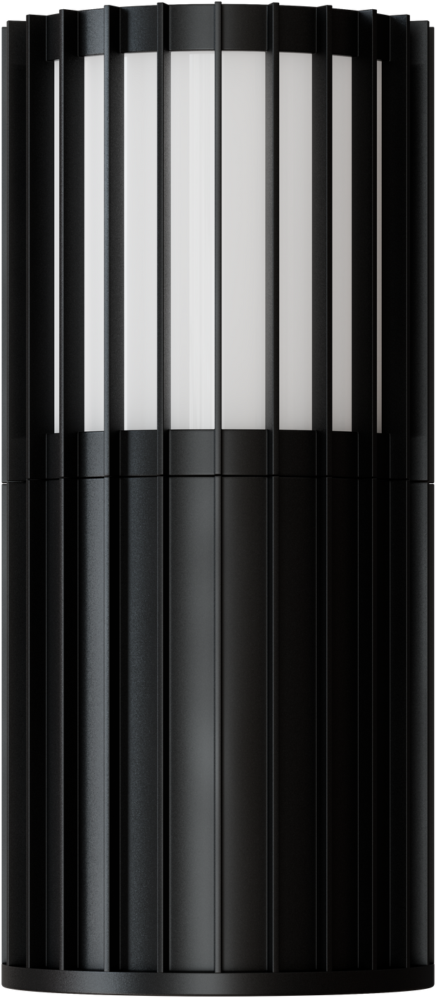 Bright 5W LED Tri Colour Ribbed Up Exterior Wall light Non Dimmable Black IP65