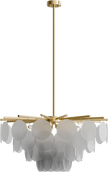Prism 800mm Frosted glass Pendant Clear Cord 8x E14 Brass 3M Drop IP20