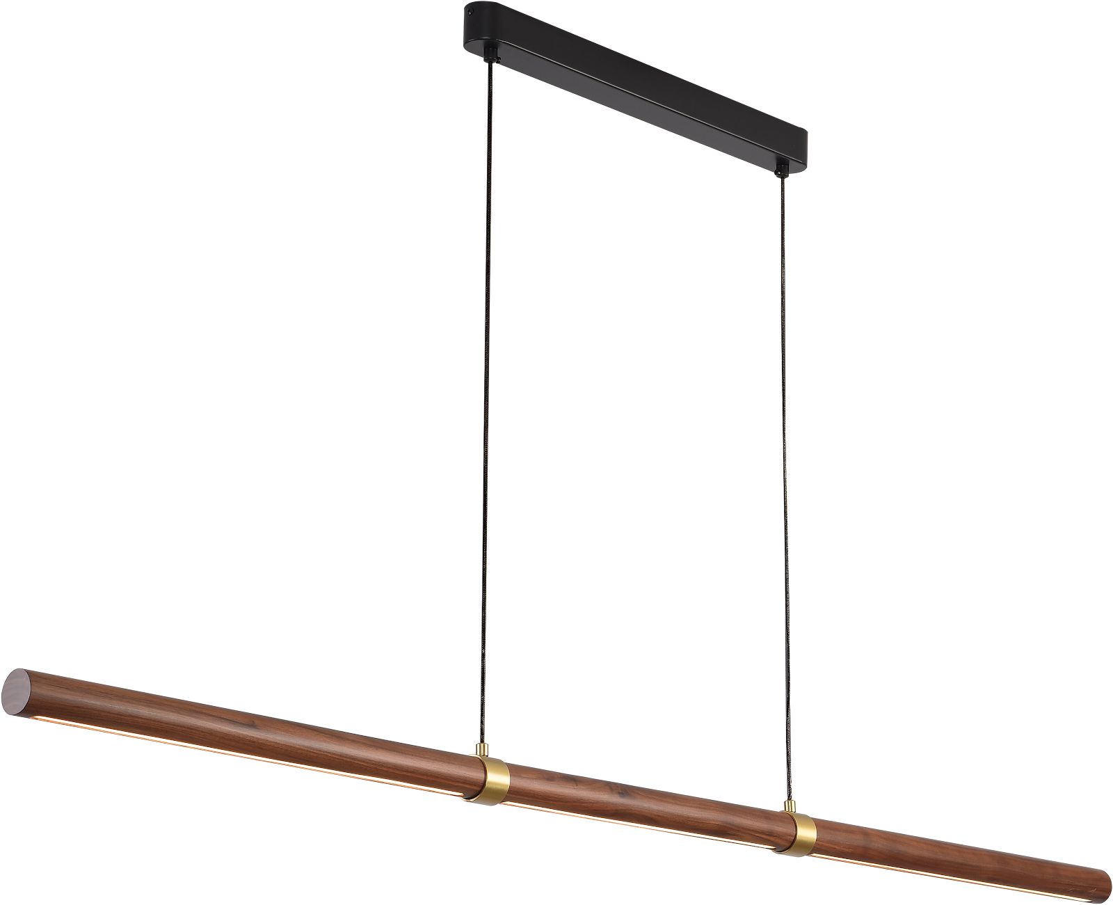 Aquila 1500mm Linear LED Pendant Natural Timber 24W TRI Colour Non-dimmable Walnut / Black 2M Drop IP20