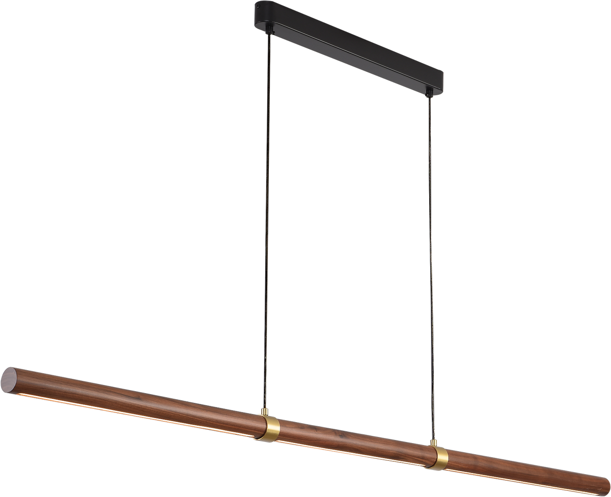 Aquila 1500mm Linear LED Pendant Natural Timber 24W TRI Colour Non-dimmable Walnut / Black 2M Drop IP20
