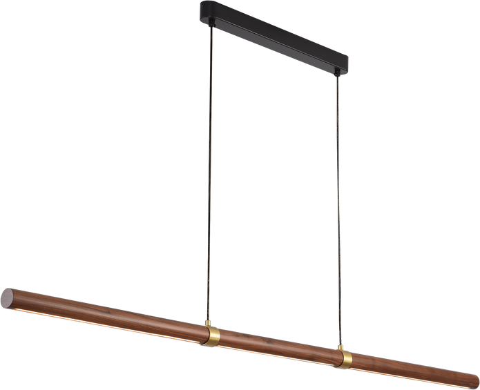 Aquila 1500mm Linear LED Pendant Natural Timber 24W TRI Colour Non-dimmable Walnut / Black 2M Drop IP20
