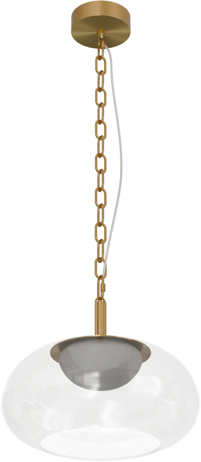 Bower 350mm Alabaster & Hand Blown Glass LED Pendant Chain suspension 10W Tri Colour Non Dimmable Brass 3M Drop IP20