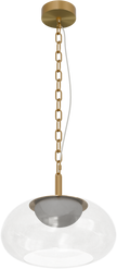 Bower 350mm Alabaster & Hand Blown Glass LED Pendant Chain suspension 10W Tri Colour Non Dimmable Brass 3M Drop IP20
