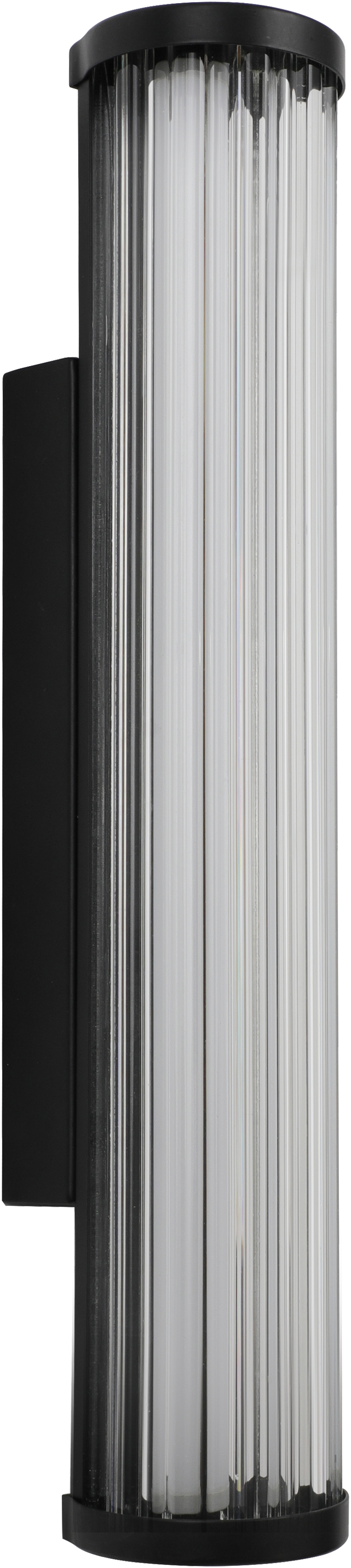 Junco Ribbed Glass 420mm LED Wall Light 16W TRI Colour Non-dimmable Black IP65