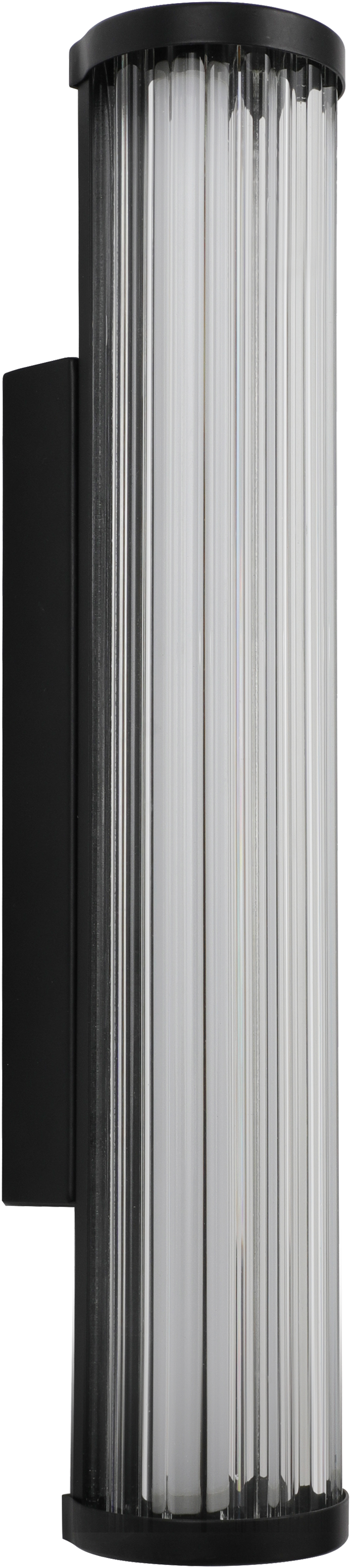 Junco Ribbed Glass 420mm LED Wall Light 16W TRI Colour Non-dimmable Black IP65