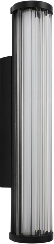 Junco Ribbed Glass 420mm LED Wall Light 16W TRI Colour Non-dimmable Black IP65